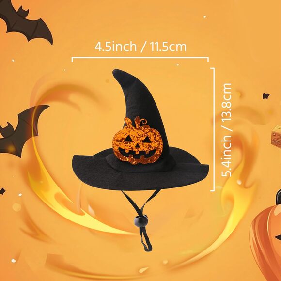 Pet Witch Hat Halloween Costume Black Pumpkin Hat for Cats Small Dogs Medium - Picture 4 of 9